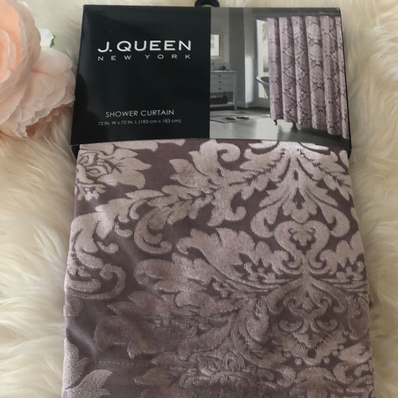 New Damask Shower Curtain in Blush - Picture 2 of 6